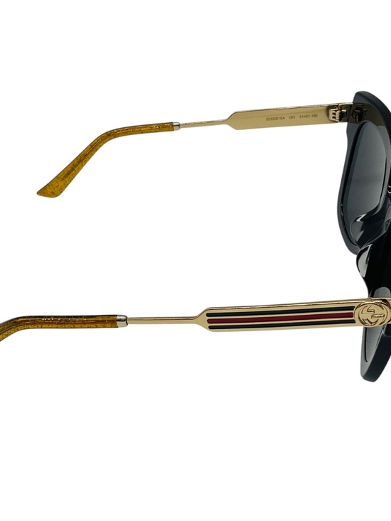 GUCCI BLACK / GOLD / RED / GREEN WEB DETAIL GG LOGO OVERSIZED ACETATE AND METAL main image 8